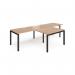 Adapt double straight desks 3200mm x 800mm with 800mm return desks - black frame, beech top ER3288-K-B