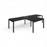 Adapt double straight desks 3200mm x 800mm with 800mm return desks - black frame, black top ER3288-K-BK