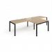 Adapt double straight desks 3200mm x 800mm with 800mm return desks - black frame, kendal oak top ER3288-K-KO