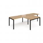 Adapt double straight desks 3200mm x 800mm with 800mm return desks - black frame, oak top ER3288-K-O