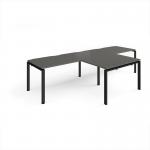 Adapt double straight desks 3200mm x 800mm with 800mm return desks - black frame, onyx grey top ER3288-K-OG