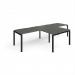 Adapt double straight desks 3200mm x 800mm with 800mm return desks - black frame, onyx grey top ER3288-K-OG