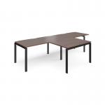 Adapt double straight desks 3200mm x 800mm with 800mm return desks - black frame, walnut top ER3288-K-W