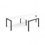 Adapt double straight desks 3200mm x 800mm with 800mm return desks - black frame, white top ER3288-K-WH