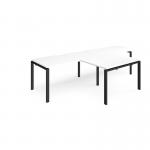 Adapt double straight desks 3200mm x 800mm with 800mm return desks - black frame, white top ER3288-K-WH