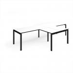 Adapt double straight desks 3200mm x 800mm with 800mm return desks - black frame, white top with black edge ER3288-K-WK