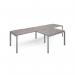 Adapt double straight desks 3200mm x 800mm with 800mm return desks - silver frame, grey oak top ER3288-S-GO