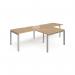 Adapt double straight desks 3200mm x 800mm with 800mm return desks - silver frame, oak top ER3288-S-O