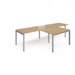 Adapt double straight desks 3200mm x 800mm with 800mm return desks - silver frame, oak top ER3288-S-O