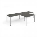 Adapt double straight desks 3200mm x 800mm with 800mm return desks - silver frame, onyx grey top ER3288-S-OG