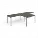 Adapt double straight desks 3200mm x 800mm with 800mm return desks - silver frame, onyx grey top ER3288-S-OG