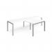 Adapt double straight desks 3200mm x 800mm with 800mm return desks - silver frame, white top ER3288-S-WH