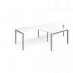 Adapt double straight desks 3200mm x 800mm with 800mm return desks - silver frame, white top ER3288-S-WH