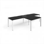 Adapt double straight desks 3200mm x 800mm with 800mm return desks - white frame, black top ER3288-WH-BK