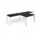 Adapt double straight desks 3200mm x 800mm with 800mm return desks - white frame, black top ER3288-WH-BK