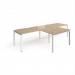 Adapt double straight desks 3200mm x 800mm with 800mm return desks - white frame, kendal oak top ER3288-WH-KO