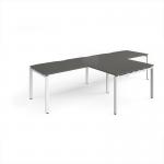 Adapt double straight desks 3200mm x 800mm with 800mm return desks - white frame, onyx grey top ER3288-WH-OG