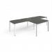 Adapt double straight desks 3200mm x 800mm with 800mm return desks - white frame, onyx grey top ER3288-WH-OG