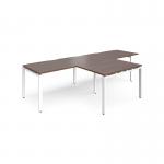 Adapt double straight desks 3200mm x 800mm with 800mm return desks - white frame, walnut top ER3288-WH-W