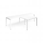 Adapt double straight desks 3200mm x 800mm with 800mm return desks - white frame, white top ER3288-WH-WH