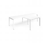 Adapt double straight desks 3200mm x 800mm with 800mm return desks - white frame, white top ER3288-WH-WH