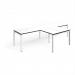 Adapt double straight desks 3200mm x 800mm with 800mm return desks - white frame, white top with black edge ER3288-WH-WK