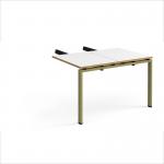 Adapt add on unit double return desk 800mm x 1200mm - green frame, white top, oak edge ER812-AB-GN-WO