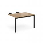 Adapt add on unit double return desk 800mm x 1200mm - black frame, oak top ER812-AB-K-O