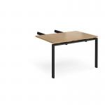 Adapt add on unit double return desk 800mm x 1200mm - black frame, oak top ER812-AB-K-O