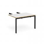 Adapt add on unit double return desk 800mm x 1200mm - black frame, white top with oak edge ER812-AB-K-WO