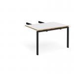 Adapt add on unit double return desk 800mm x 1200mm - black frame, white top with oak edge ER812-AB-K-WO