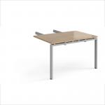 Adapt add on unit double return desk 800mm x 1200mm - silver frame, kendal oak top ER812-AB-S-KO