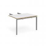 Adapt add on unit double return desk 800mm x 1200mm - silver frame, white top with oak edge ER812-AB-S-WO