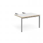 Adapt add on unit double return desk 800mm x 1200mm - silver frame, white top with oak edge ER812-AB-S-WO