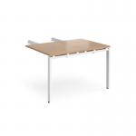 Adapt add on unit double return desk 800mm x 1200mm - white frame, beech top ER812-AB-WH-B