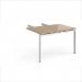 Adapt add on unit double return desk 800mm x 1200mm - white frame, kendal oak top ER812-AB-WH-KO