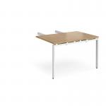 Adapt add on unit double return desk 800mm x 1200mm - white frame, oak top ER812-AB-WH-O