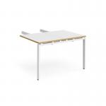 Adapt add on unit double return desk 800mm x 1200mm - white frame, white top with oak edge ER812-AB-WH-WO