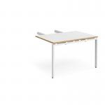 Adapt add on unit double return desk 800mm x 1200mm - white frame and white top with oak edge