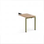 Adapt add on unit single return desk 800mm x 600mm - green frame, beech top ER86-AB-GN-B