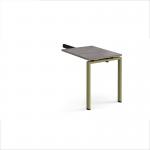 Adapt add on unit single return desk 800mm x 600mm - green frame, grey oak top ER86-AB-GN-GO