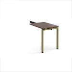 Adapt add on unit single return desk 800mm x 600mm - green frame, walnut top ER86-AB-GN-W