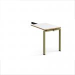 Adapt add on unit single return desk 800mm x 600mm - green frame, white top, oak edge ER86-AB-GN-WO