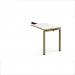 Adapt add on unit single return desk 800mm x 600mm - green frame, white top, oak edge ER86-AB-GN-WO
