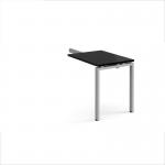 Adapt add on unit single return desk 800mm x 600mm - silver frame, black top ER86-AB-S-BK