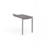 Adapt add on unit single return desk 800mm x 600mm - silver frame, grey oak top ER86-AB-S-GO