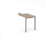 Adapt add on unit single return desk 800mm x 600mm - silver frame, kendal oak top ER86-AB-S-KO