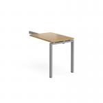 Adapt add on unit single return desk 800mm x 600mm - silver frame, oak top ER86-AB-S-O