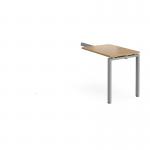 Adapt add on unit single return desk 800mm x 600mm - silver frame and oak top