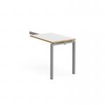 Adapt add on unit single return desk 800mm x 600mm - silver frame, white top with oak edge ER86-AB-S-WO